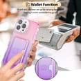 thumbnail image 5 of Card Slot Gradient Color Transparent Phone Case for iPhone 16 Plus, Soft TPU Shockproof Anti-Fall Slim Hard PC Back Cover with Tempered Glass Lens Protector for iPhone 16 Plus - Pink+Purple, 5 of 8