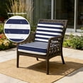 thumbnail image 2 of Outdoor Patio Cushion Covers 4 Pack Nautical Stripe Patio Chair Cushion Covers with Ties and Zipper Navy Blue Striped Waterproof Outdoor Seat Cushion Covers for Patio Furniture 22"x22", 2 of 9