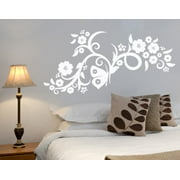 Flower Flow Wall Decal - wall decal, sticker, mural vinyl art home decor - 1045 - White, 16in x 7in