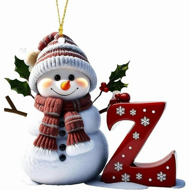 Adornos navideños de muñeco de nieve | Juego de 26 letras decorativas para una decoración navideña personalizada | Colgantes para interiores para el hogar, la oficina y fiestas