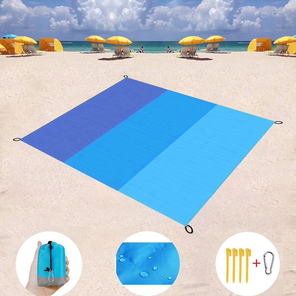 Beach Blanket 79''×83'' Large Outdoor Picnic Waterproof Sand Proof Beach Mat 