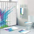 thumbnail image 1 of EREHome Abstract Grunge Inspired Splashes of Various Colored Paints with a Tainted Backdrop 5 Piece Bathroom Set Shower Curtain Bath Towel Bath Rug Contour Mat and Toilet Lid Cover, 1 of 2