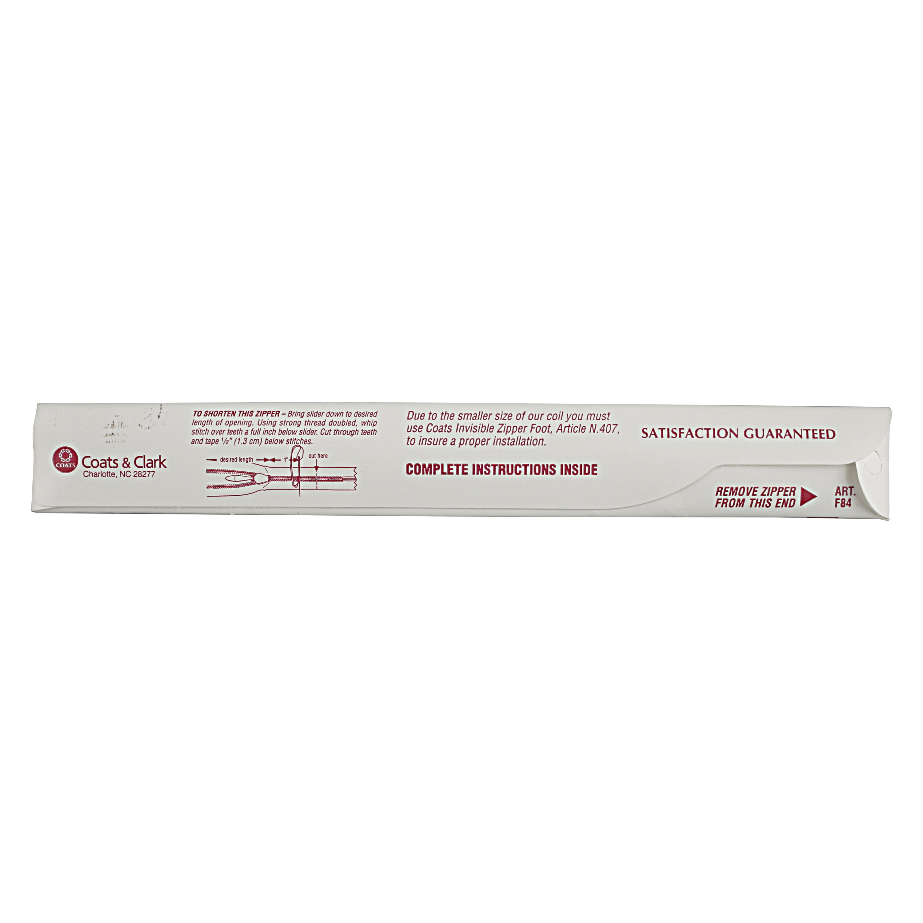 (2 pack) Coats & Clark Polyester 14" All Purpose Invisible Ecru Sewing Zipper, 1 Each