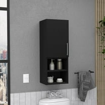 Depot E-Shop Cairo Medicine Cabinet, 2 External Shelves, Metal Handle, Single Door, 2 Interior Shelves, Black