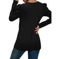 thumbnail image 5 of STARVNC Women Crew Neck Leg-Of-Mutton Long Sleeve Waffle Top, 5 of 7