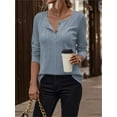 thumbnail image 6 of TEMOFON Womens Long Sleeve Tops Fall Dressy Casual Crew Neck Henley Shirts Lightweight Soft Sweaters Loose Pullover Tops M, 6 of 9
