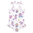 thumbnail image 2 of Girls' One-Piece Swimwear Bowknot Strap Swimsuit,Mermaids Seahorses Printed Teen Swimwear for Resort Beach Water Park 4Y, 2 of 8