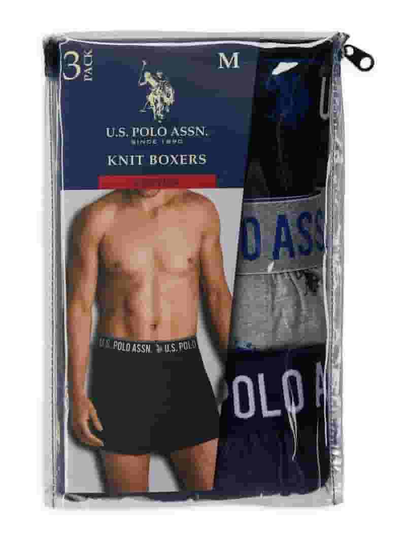U.S. Polo Assn. Men's Knit Boxers, 3-Pack, Sizes S-3XL U.S. Polo Assn. Men's Knit Boxers, 3-Pack, Sizes S-3XL