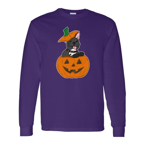 Inktastic Pumpkin Puppies Halloween Frenchie Long Sleeve T-Shirt