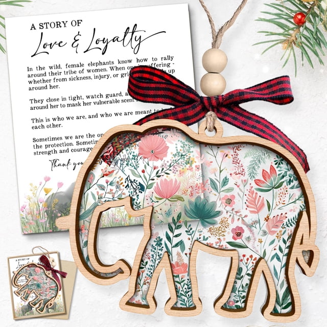 Ornamento navideño TEEBIM de madera de elefante y acrílico para mujer