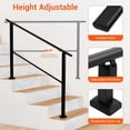 thumbnail image 4 of Garvee Hand Rails for Outdoor Steps, 4 Step Stair Handrail & Indoor Stair Railing Kit, Black Railings for Outdoor Steps and Hand Rails for Seniors for Porch Railing & Deck Hand Rail, 4 of 6