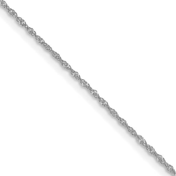 Diamond2Deal 10k White Gold 1mm Singapore Chain Necklace for Women 16"