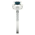 thumbnail image 3 of Halo Engagement Ring for Women - 0.89ct Natural London Blue Topaz in 18K White Gold Promise Ring, 3 of 6