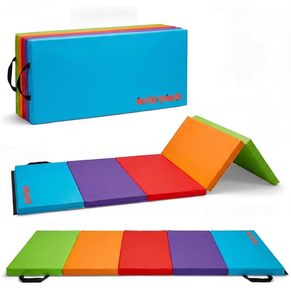 Antsy Pants Tumbling Mat – Gymnastics Mat, Easy to Clean, Sturdy, Foldable Tumbling Mat for Kids, Padded, Portable, Carrying Handle, Gymnastics Equipment for Activity Play, Vibrant Colors