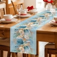 thumbnail image 5 of Beach Coastal Blue Table Runner - 36 Inch Long Nautical Shell Starfish Coral Summer Cotton and Linen Blended Dress Scarves Farmhouse Table Runner for Kitchen Dining, Coffee Table, 13" x 36", 5 of 8