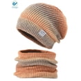 thumbnail image 2 of Deago Women's Tie Dye Winter Beanie Hat Scarf Set Warm Knit Hat Thick Fleece Lined Skull Caps Neck Warmer (Orange), 2 of 7