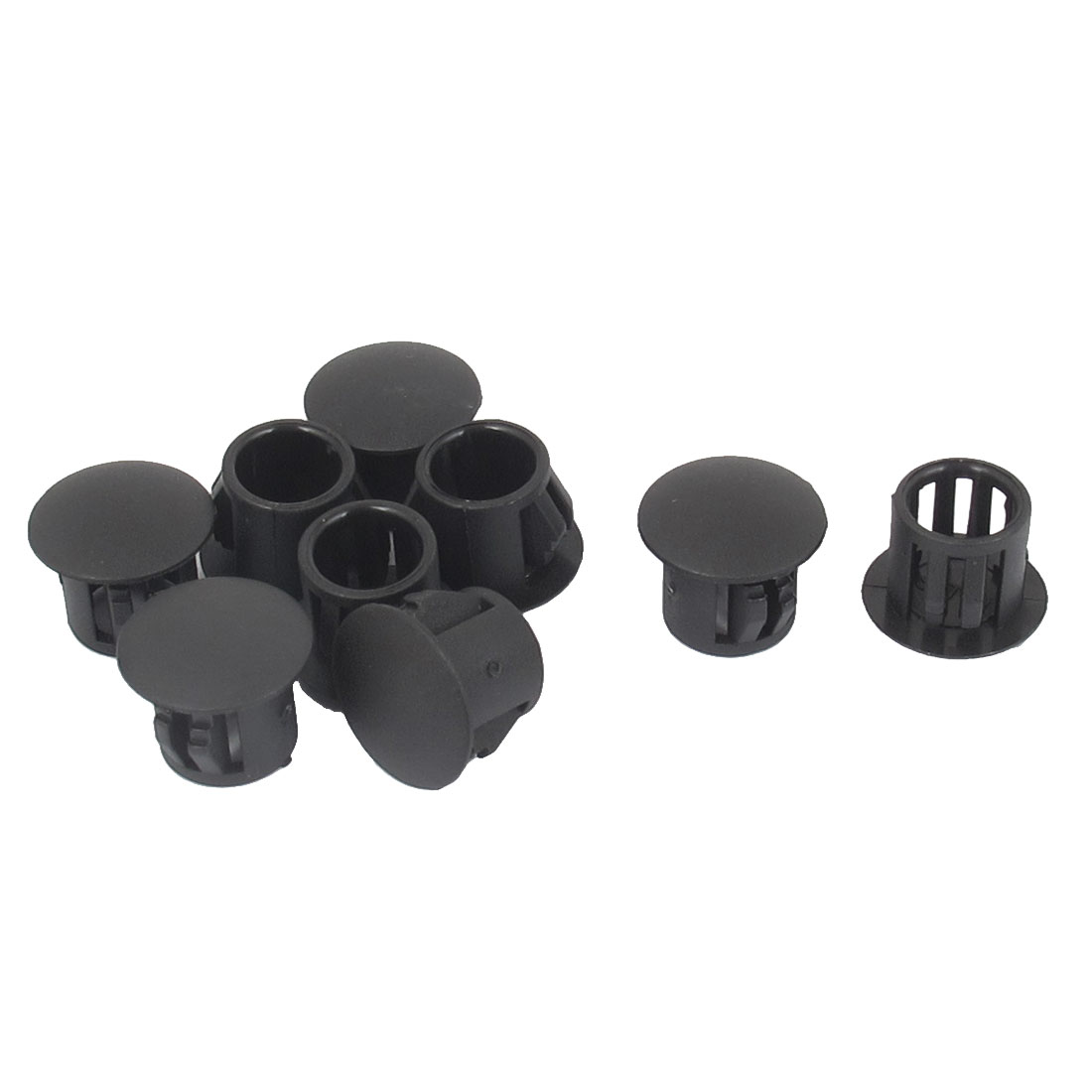 9pcs Black Plastic 10mm Diameter Snap in Type Locking Hole Plugs Button
