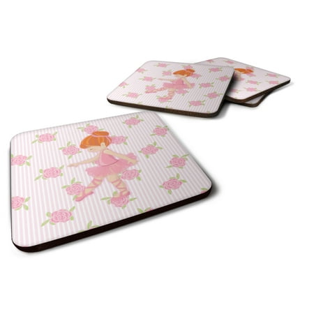 

Carolines Treasures BB5170FC Ballerina Red Head Point Foam Coaster Set of 4 3 1/2 x 3 1/2 multicolor