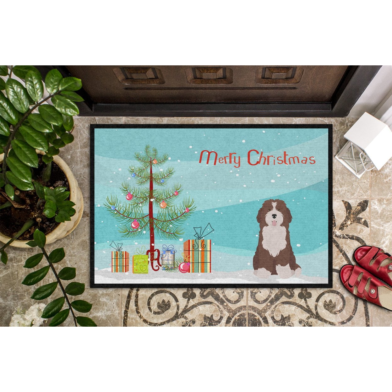 Carolines Treasures CK3886JMAT Bernedoodle 2 Christmas Tree Door Mat Indoor Rug or Outdoor Welcome Mat 24x36 Doormat