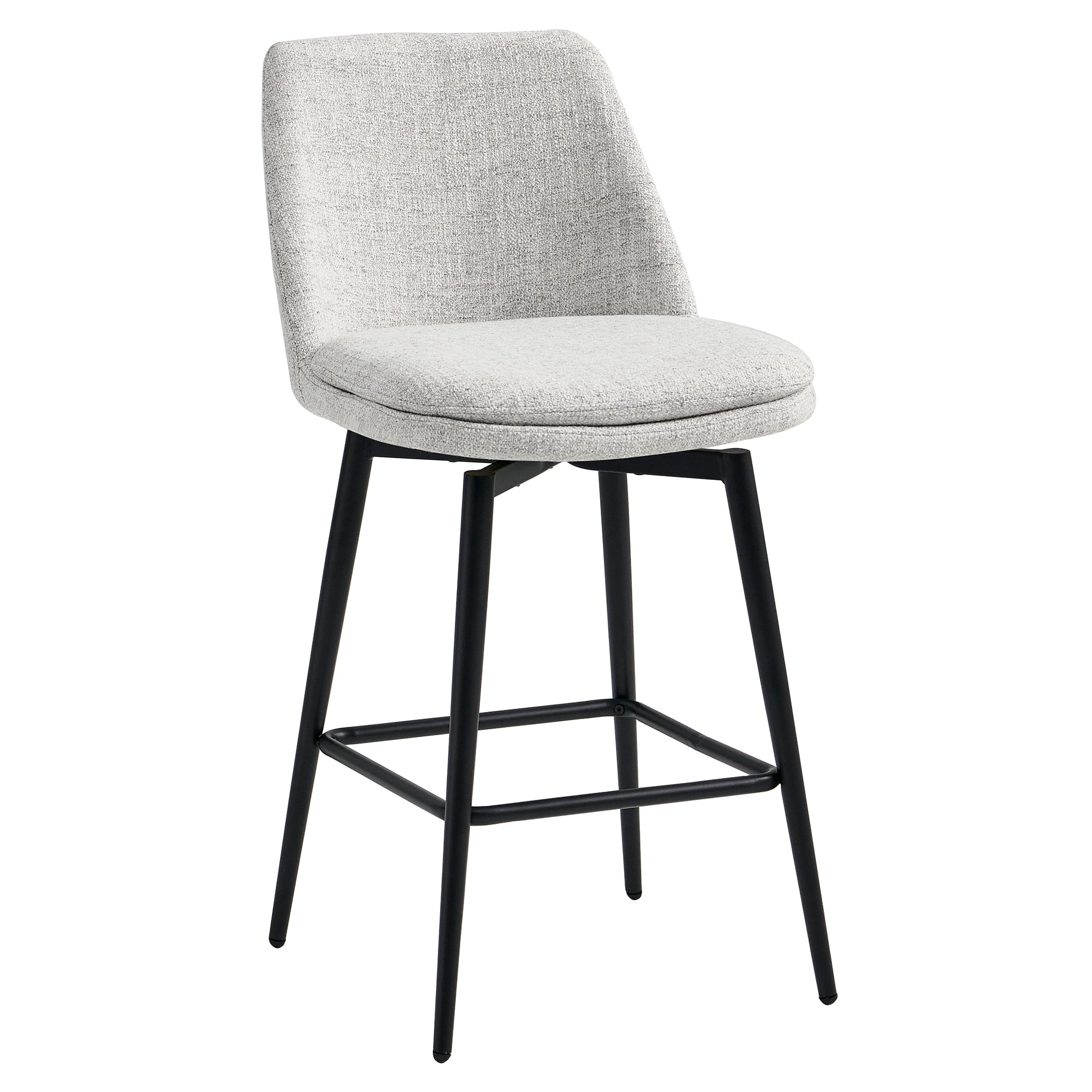 Spruce & Spring Counter Height Swivel Barstool with Curved Back and Metal Legs Set of 3, Cloud Fabric