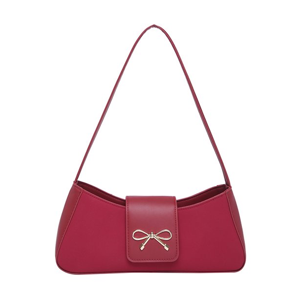 Axila Modernas Carrying Bag Crescent Shoulse Purse Women PU Bow Large Color Sólido Al Aire Libre