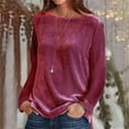 thumbnail image 2 of LEAVINGSUO Womens Plus Size $10 Fashion Women Pullove Solid Long Sleeve Casual Shirt Blouse Tops, 2 of 8