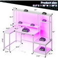thumbnail image 2 of L Shaped Gaming Desk with LED Lights & Outlets,55" Computer Desk with Shelves & Storage Hutch,Reversible Corner Gaming Table with Printer Space & Monitor Stand for Game Room,Home Office,White, 2 of 17