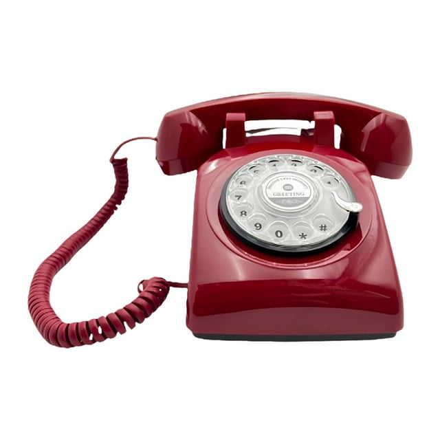veasfak Audio Guest Book Phone Model Classic Antique Design Telephone Landline Phone for Red