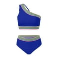 thumbnail image 4 of Women High Waisted Bikini Set One Shoulder Two Piece Swimsuits Color Block Bathing Suits With Swimwear Bottom Junior Bathing Suits One Pi3ce Swimsuit Swimwear Women Shorts Long Board Shorts Women's, 4 of 5