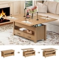 thumbnail image 1 of CazToi Table Basse de 40 Pouces à Plateau Relevable, Multifonction, Convertible en Table de Salle à Manger avec Tiroirs et Rangement Caché, 1 of 8