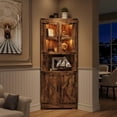 thumbnail image 5 of Soonbuy 67inch Farmhouse Corner Hutch Display Cabinet with Glass Doors,Corner Storage Cabinet with Lights, Wooden Storage Organizer for Kitchen, Living Room, Bathroom, 5 of 9