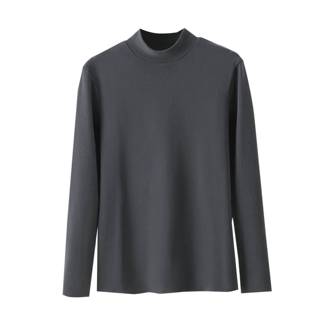 SROBPTY Longues Chemises à Manches pour Femmes, Mode Décontractée Col Rond Construction Interne Chemise Couleur Unie Manches Longues Gris, L