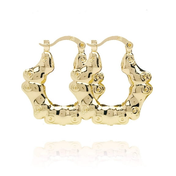 JoeytheJewelryNY 18k Layered Real Gold Filled round bamboo hoop earrings #36