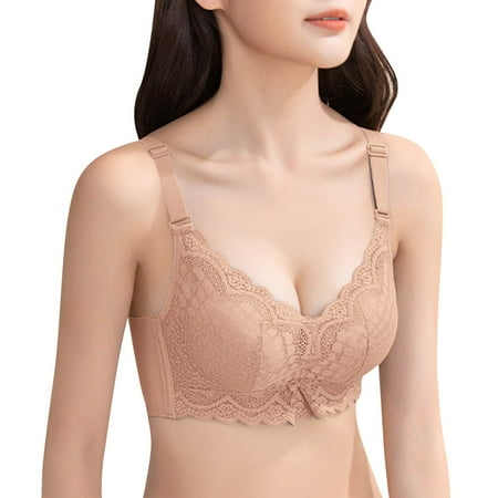 

LBECLEY Womens Lingerie Sports Bra for Big Busted Women Lace Adjusted Lingerie Women s Thickened Bra with Small and Large Side Push Up Bras for Women A Xl