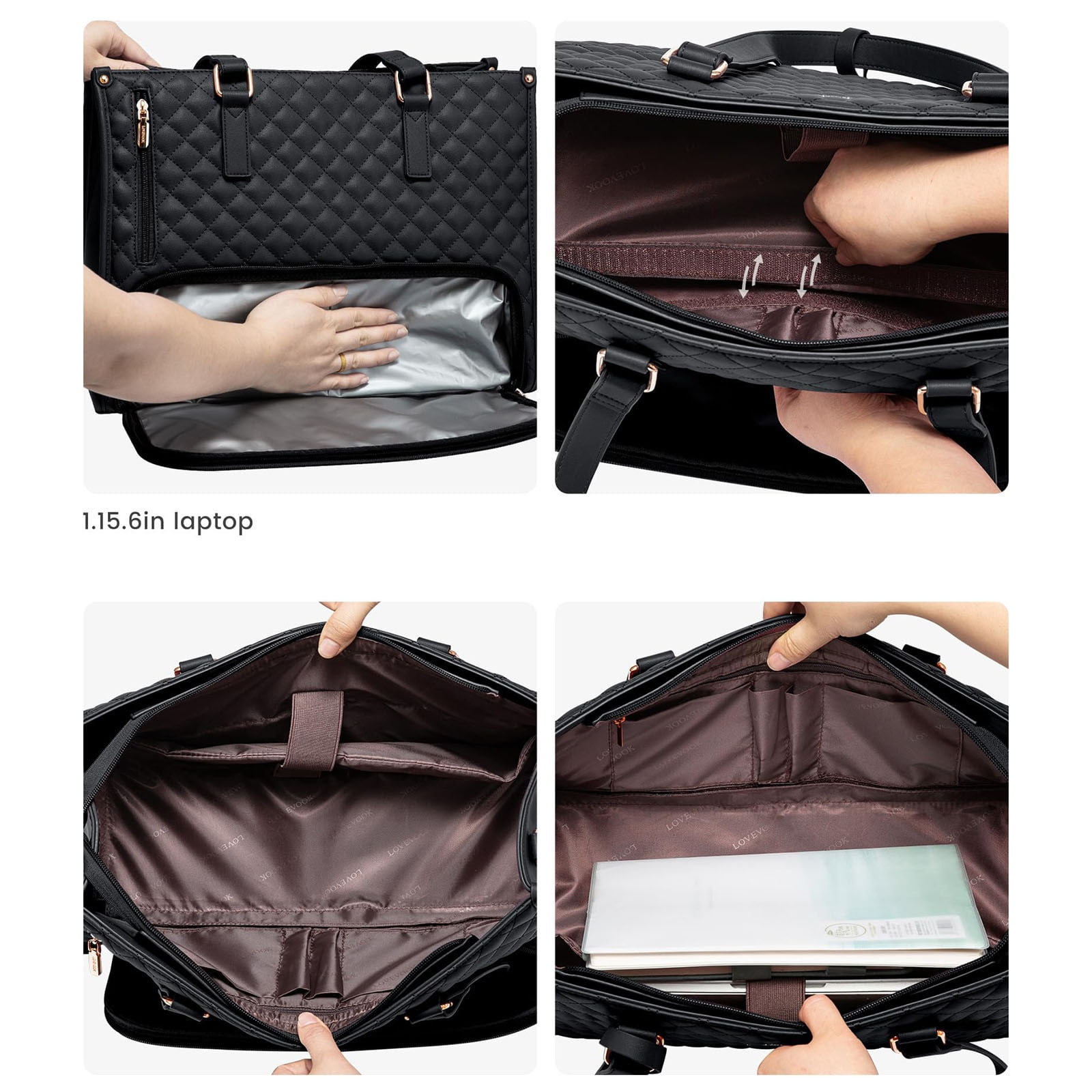 HOZVOMI The Ultimate 2-in-1 Tote Bag & Lunch Bag Combo, 15.6in Work Bag with Insulated Lunch Compartment, Leakproof Large Lunch Box, Laptop Lunch Bag Combo for Women, Travel Tote & Lunch Bag