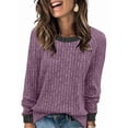 thumbnail image 2 of Camisas de Larga para Mujer, Suéteres, Conjuntos de Otoño, Bloques de Color, Ropa de Invierno, Elegantes, Informales, Suaves. Púrpura XXL, 2 of 7