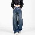 thumbnail image 2 of LWavelet Womens Paneled Wide Leg Jeans High Waisted Daily Casual Denim Pants Dark Blue S, 2 of 5