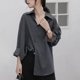 thumbnail image 2 of Blusas elegantes y chic de manga larga Rimocy para mujer 2023, camisas vintage negras y grises de manga larga para mujer, camisas holgadas con botones para mujer, tops para mujer, 2 of 5