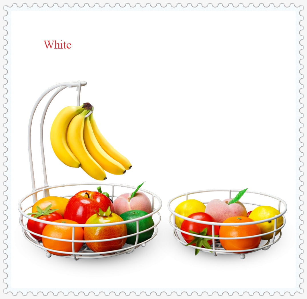 Fruit Basket Bowl with Banana Tree Hanger Vegetables Storage Snacks holder 
