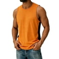 thumbnail image 2 of Men's Compression Tank Sleeveless Men's Color-Block Sleeveless Round Neck Casual Sports Elastic Fashion Top Orange M, 2 of 9