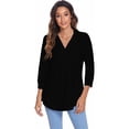 thumbnail image 1 of Txlixc Camisa suelta para mujer, jersey de manga tres cuartos con cuello en V de color sólido informal para adultos Txlixc Moda, 1 of 5