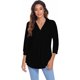 thumbnail image 1 of Txlixc Camisa suelta para mujer, jersey de manga tres cuartos con cuello en V de color sólido informal para adultos Txlixc Moda, 1 of 5