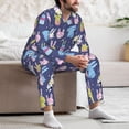 thumbnail image 6 of KLL Cartoon Rabbit Sleepwear Mens Flannel Pajamas,Long Cotton Pj Set, 6 of 7