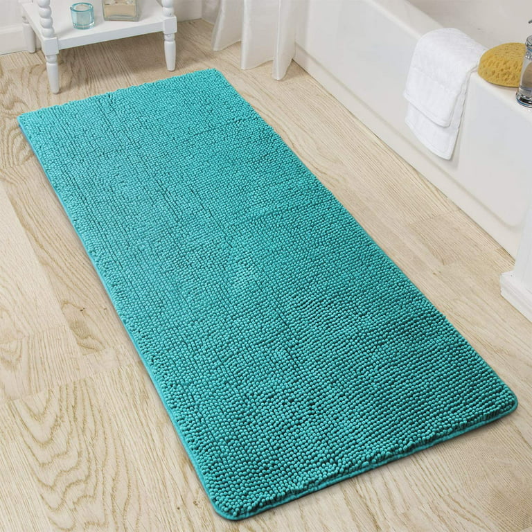 LOCHAS Bath Rugs 24 x 60 Large Runner Bathroom Rug, Soft Luxury Chenille  Mats with Non-Slip Backing, Throw Absorbent Carpet for Tub/Shower, Machine  Washable Durable, Teal Blue 