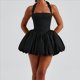 thumbnail image 5 of Vestido Halter Sin Mangas para Mujer, Informal, con Lazo, Espalda Descubierta, Corsé, Vestido de Fiesta con . Negro M, 5 of 10