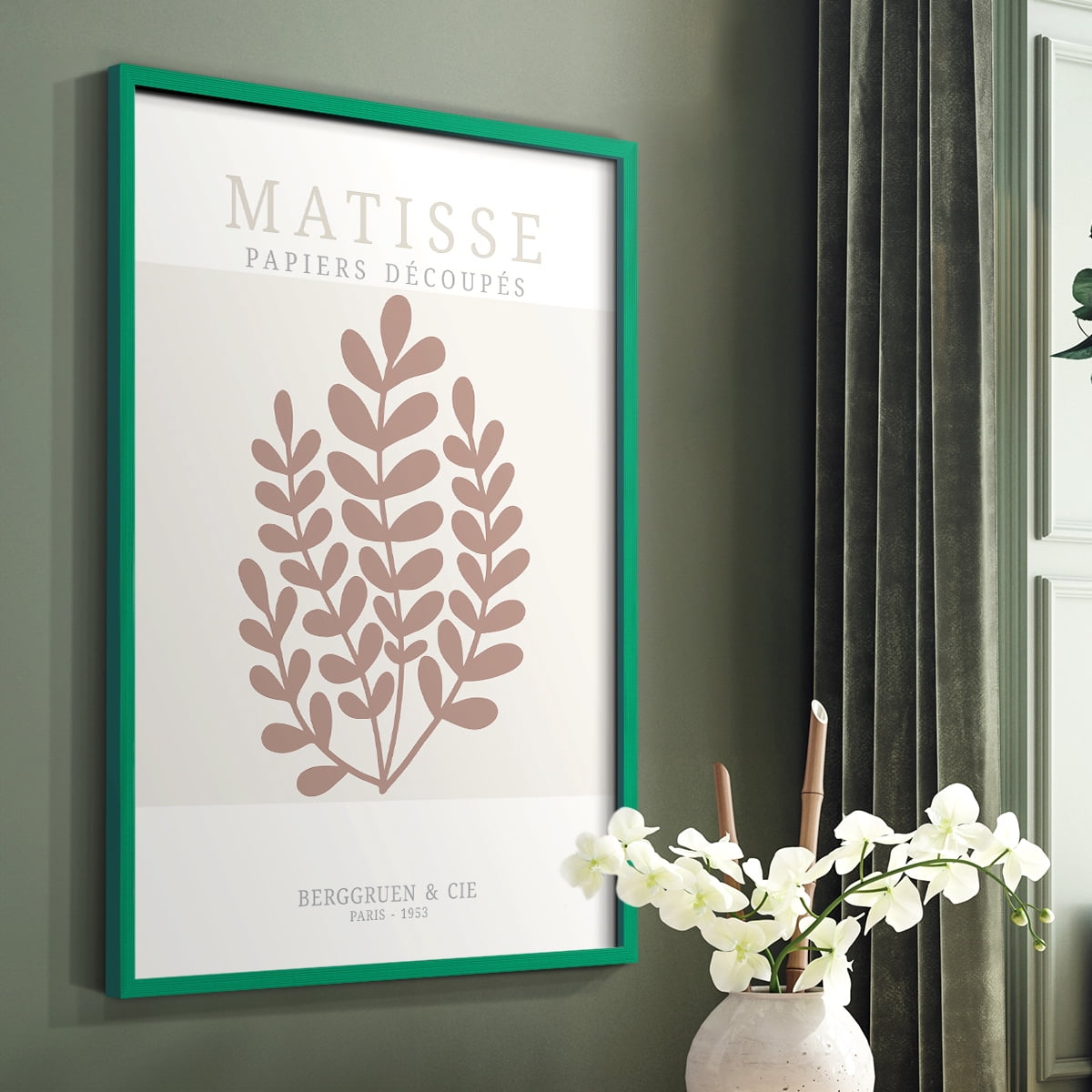 Matisse CDXXXIV in Green Solid Wood Framed Print No Nail Hanging