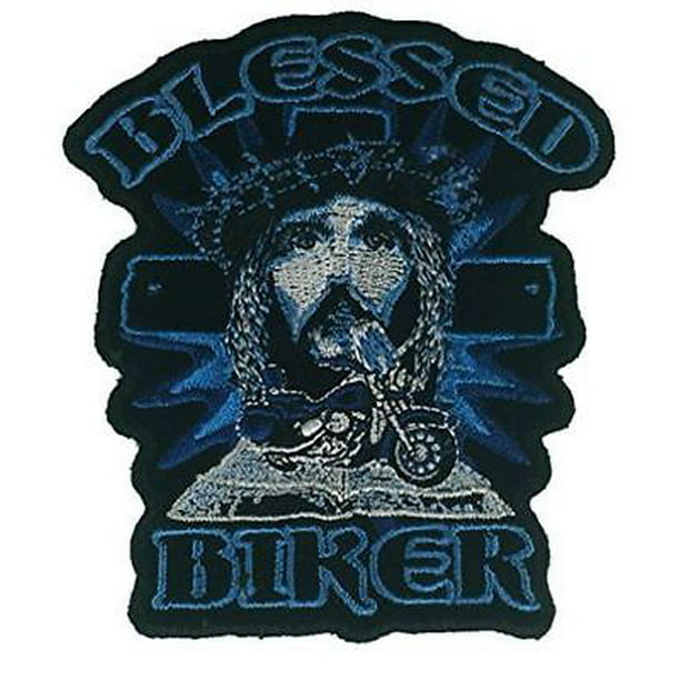 BLESSED BIKER WITH JESUS AND CROSS PATCH CHRISTIAN MOTORCYCLE VEST CUT ...