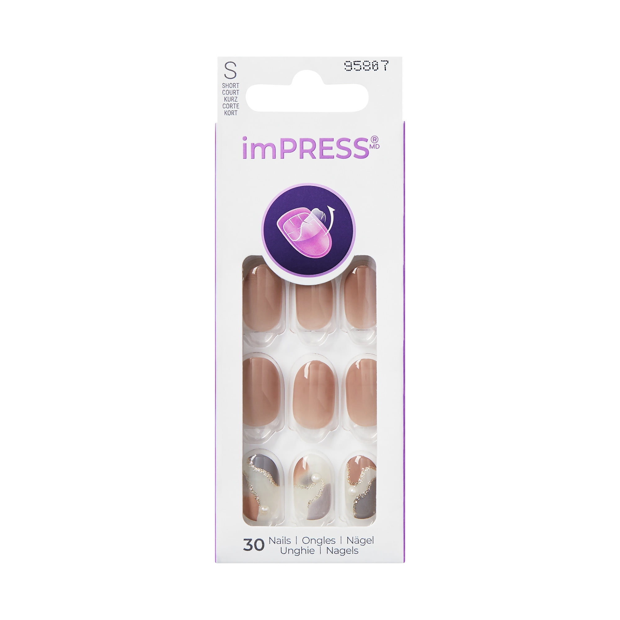 KISS ImPRESS Press-on Nägel – One More Chance, Mit Klebepad, Kein Kleber Nötig