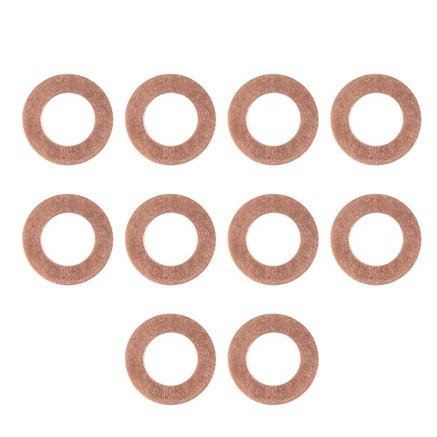 10Pcs Arandela Plana De Aplastamiento De Drenaje De Aceite De Motor Tono Cobre 10x18x1mm