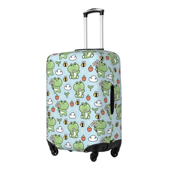 Gukieu Cute Floral Frog Print Suitcase Protective Cover, Elastic Zipper Buckle Suitcase Protective Cover, Suitable for Travel, Business Trip-Small